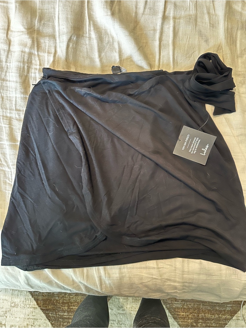 Lulu's Black A-Line Wrap Mini Skirt with Tie